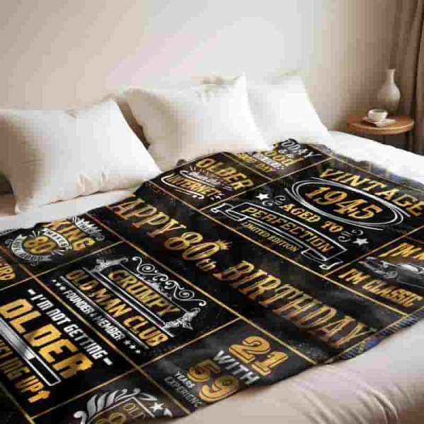 Best 80th Birthday Gifts For Men - Vintage 1945 Blanket - immagine 6