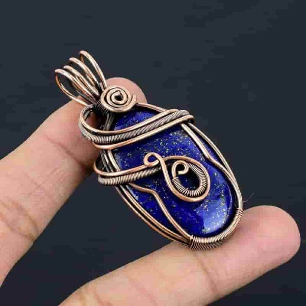 Handmade Copper Wire Wrapped Gemstone Pendant Necklace – Bild 2