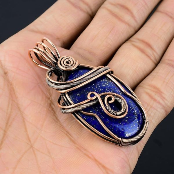 Handmade Copper Wire Wrapped Gemstone Pendant Necklace – Bild 3