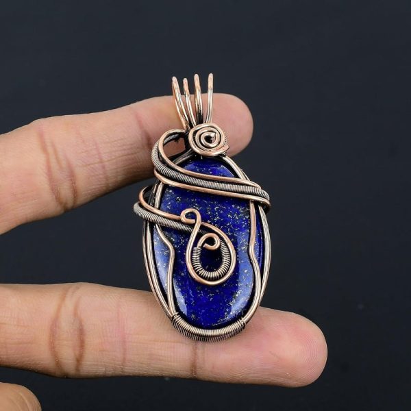 Handmade Copper Wire Wrapped Gemstone Pendant Necklace – Bild 4