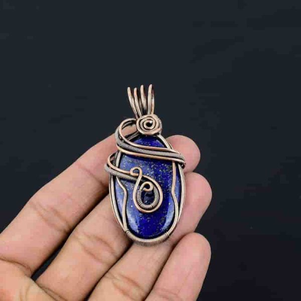 Handmade Copper Wire Wrapped Gemstone Pendant Necklace – Bild 5
