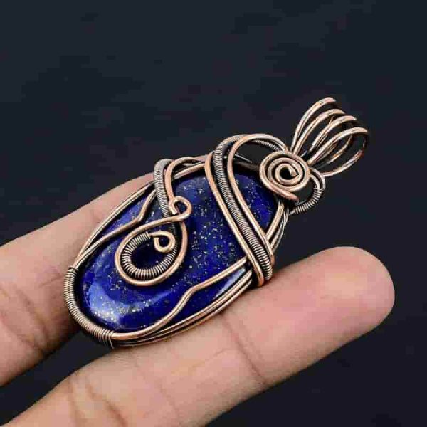 Handmade Copper Wire Wrapped Gemstone Pendant Necklace – Bild 6