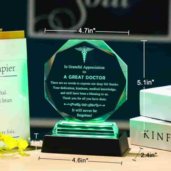 Best Doctor Appreciation Glass Plaque With Led Base - 画像 (2)