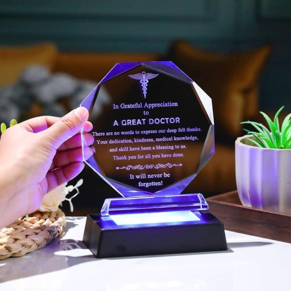 Best Doctor Appreciation Glass Plaque With Led Base - 画像 (4)