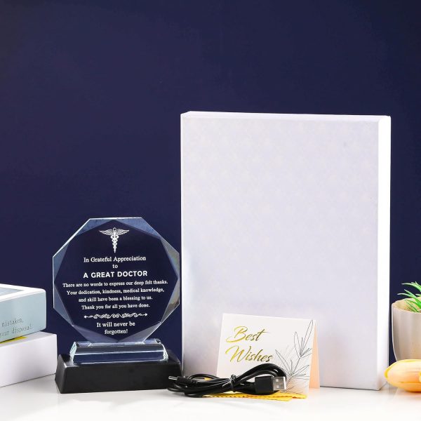 Best Doctor Appreciation Glass Plaque With Led Base - 画像 (6)