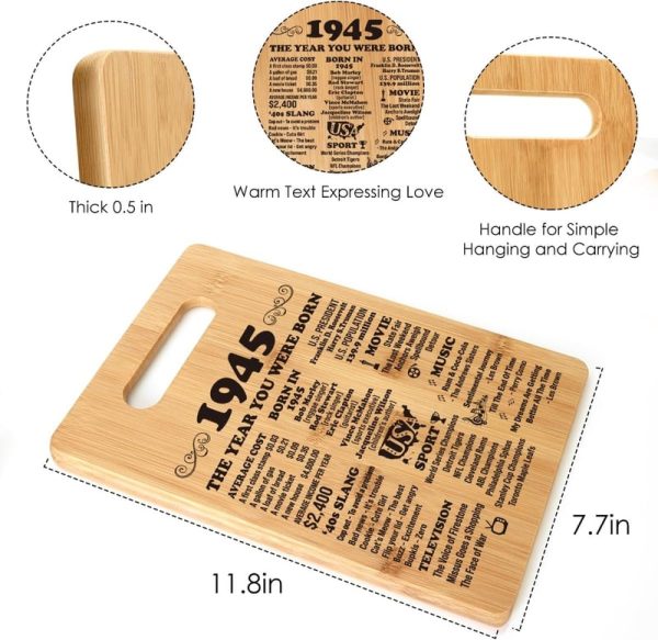 Unique 80th Birthday Cutting Board Gift For Men & Women – Image 2