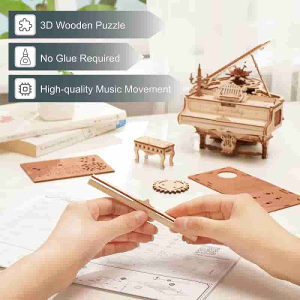 Robotime Magic Piano 3d Puzzle - Unique Wooden Music Box Gift – Image 5
