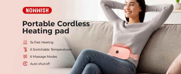 Nowwish Portable Heating Pad For Cramps - 6 Heat & Massage Modes - immagine 6