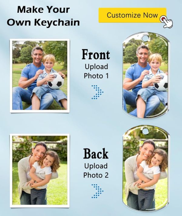 Personalized Double-sided Photo Keychain Gift For Dad Or Boyfriend - Imagen 3