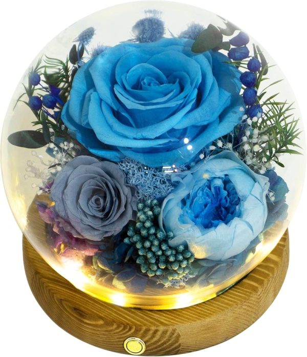 Unique Long-lasting Floral Gift - Blue, Grey & White Roses