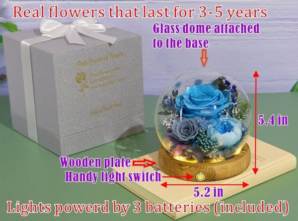 Unique Long-lasting Floral Gift - Blue, Grey & White Roses – Image 2