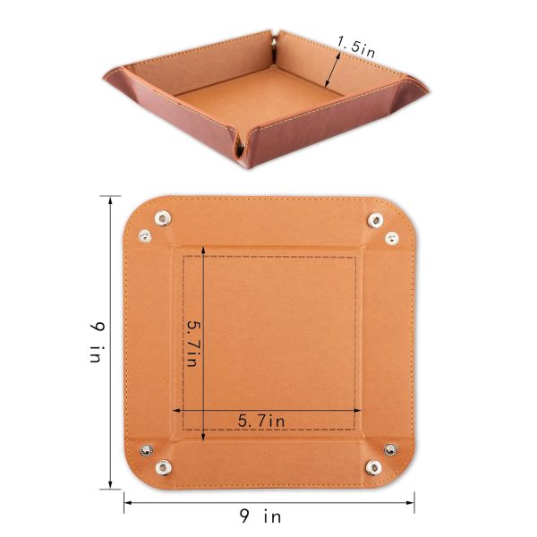 3rd Anniversary Leather Valet Tray – Engraved Gift For Couples - Imagen 3