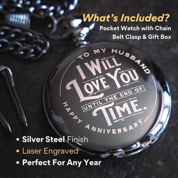 Best Anniversary Gift For Husband - Engraved Pocket Watch - Imagen 3