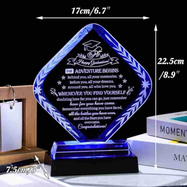 Best Graduation Crystal Plaque With Led Base - Class Of 2025 Gift - Imagen 2