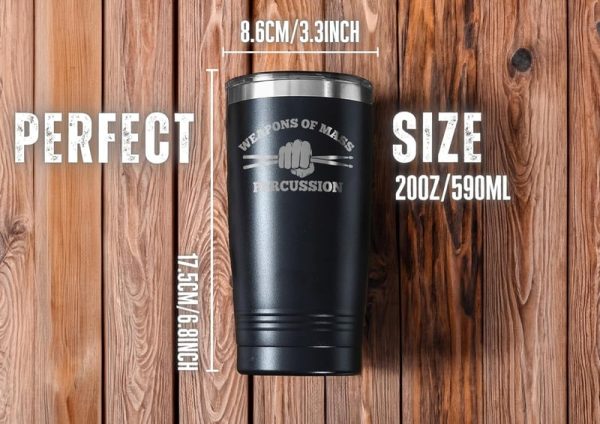 Best Drummer Gifts - Insulated Tumbler With Straw, 20 Oz - Imagen 2