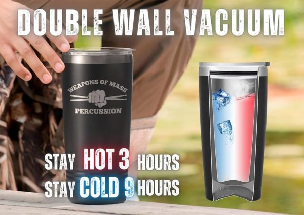 Best Drummer Gifts - Insulated Tumbler With Straw, 20 Oz - Imagen 6
