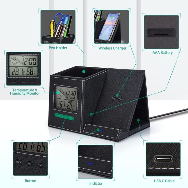 Best Desk Organizer With Wireless Charger & Thermometer - immagine 3