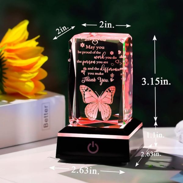 3d Crystal Butterfly Gift - Best Thank You Plaque With Led - Imagen 2