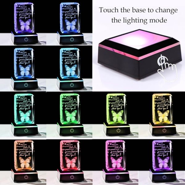 3d Crystal Butterfly Gift - Best Thank You Plaque With Led - Imagen 3