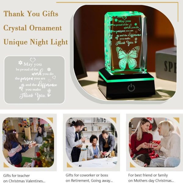 3d Crystal Butterfly Gift - Best Thank You Plaque With Led - Imagen 6