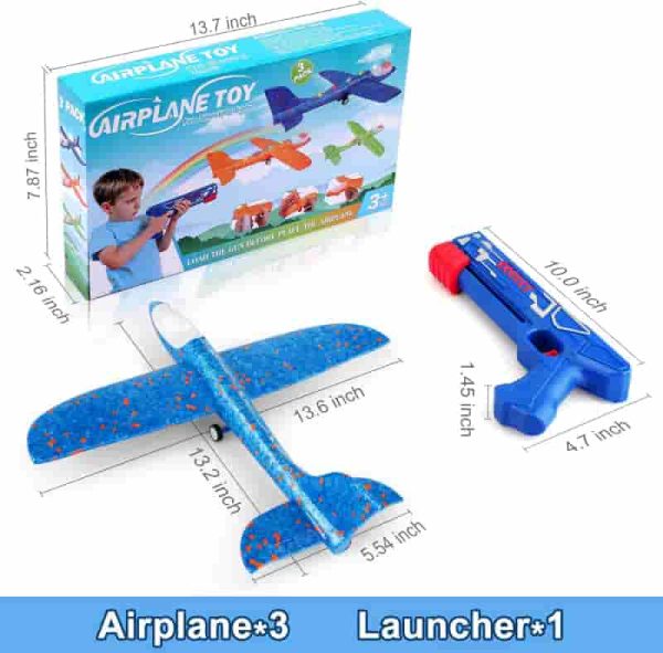 Best Led Foam Glider Toys - 3 Pack Airplane Launcher - Imagen 2