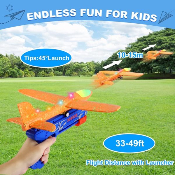 Best Led Foam Glider Toys - 3 Pack Airplane Launcher - Imagen 3