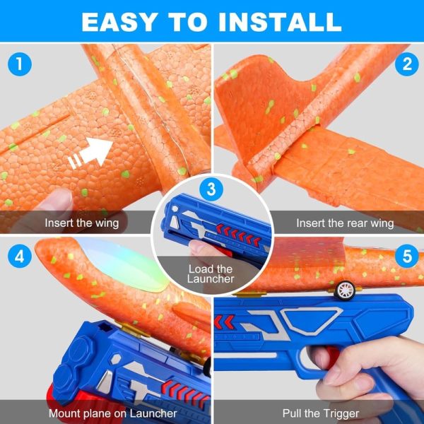 Best Led Foam Glider Toys - 3 Pack Airplane Launcher - Imagen 6