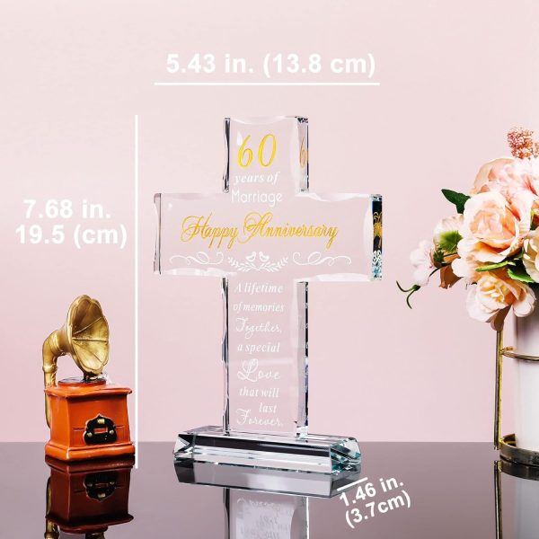 Best 60th Anniversary Glass Cross Gift For Couples & Parents - 画像 (2)