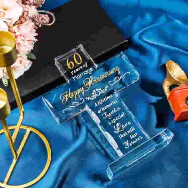 Best 60th Anniversary Glass Cross Gift For Couples & Parents - 画像 (6)