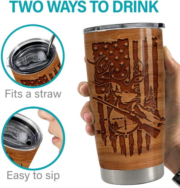 Best Hunting Tumbler 20oz For Men & Dad - Wood Style Gift - Image 6