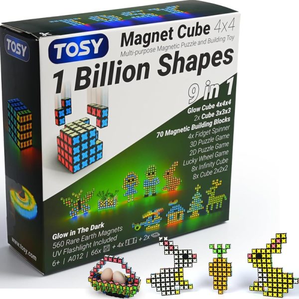 Tosy Magnet Cube 4x4: 560 Magnets, 8in1 Puzzle & Fidget Toy