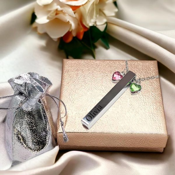 Best Personalized Birthstone Bar Necklace With Name – Image 2
