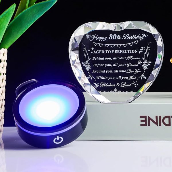 Best 80th Birthday Crystal Heart Gift With Led Base - 1943 Keepsake - Imagem 5