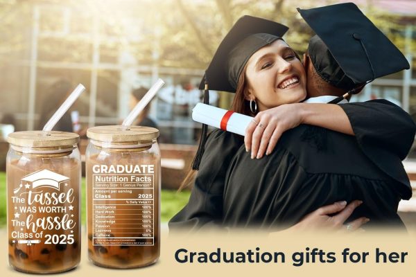 Best Class Of 2025 Graduation Gift For Her – Funny 16 Oz Coffee Glass - Imagen 2