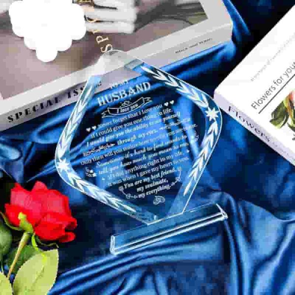 Best Crystal Engraving Plaque Gift For Husband - Anniversary & Birthday - 画像 (3)