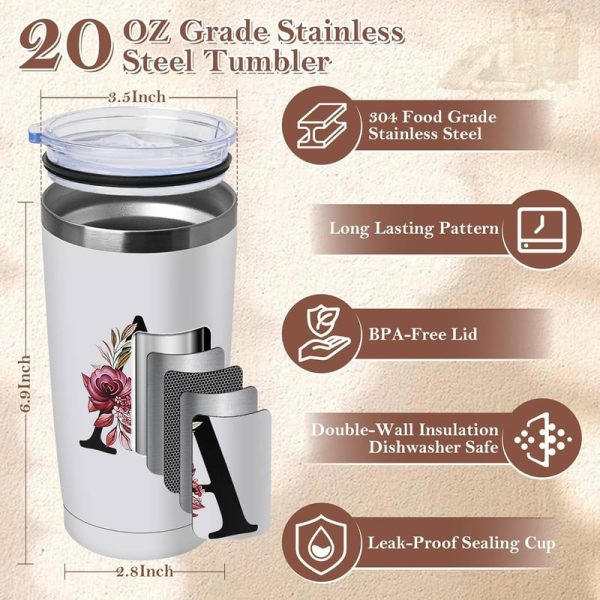 20 Oz Insulated Initial Coffee Cup – Romantic Gift For Her – Image 2