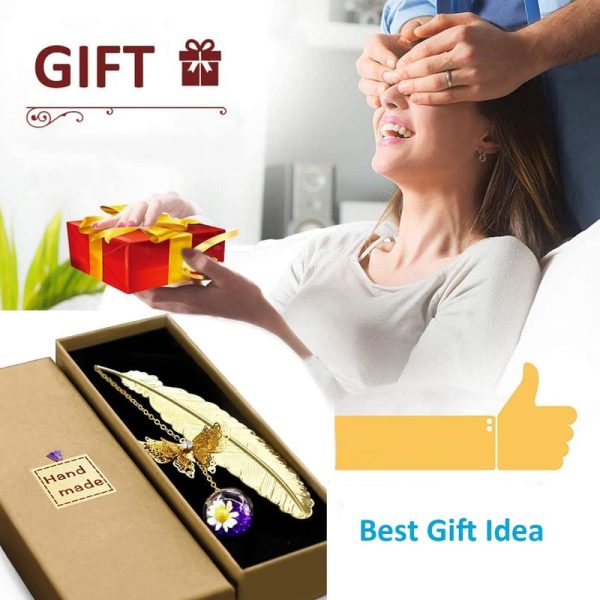 Metal Feather Bookmark With Butterfly Charms - Best Gifts For Women & Readers – Image 6