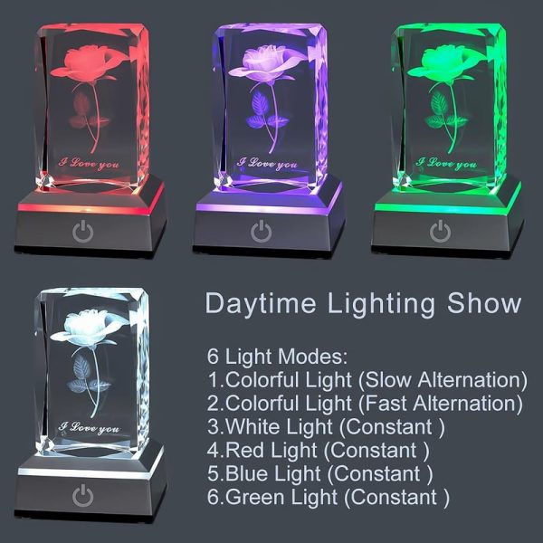 Best 3d Rose Crystal Nightlight For Valentines & Anniversaries - Imagen 3