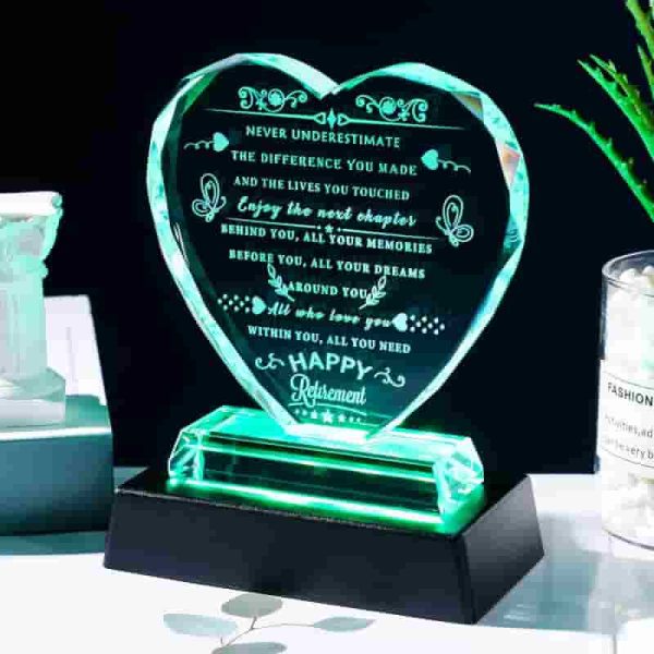 Best Retirement Gift 2024 - Crystal Heart With Led For Women & Men - Imagen 2