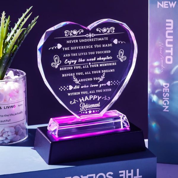 Best Retirement Gift 2024 - Crystal Heart With Led For Women & Men - Imagen 5