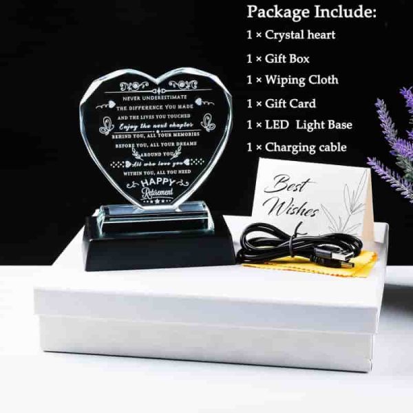 Best Retirement Gift 2024 - Crystal Heart With Led For Women & Men - Imagen 6