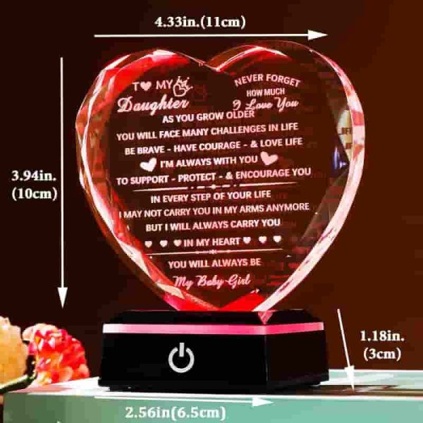Best Daughter Gifts - Heart Crystal Keepsake With Light - Imagem 2