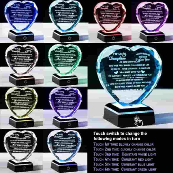 Best Daughter Gifts - Heart Crystal Keepsake With Light - Imagem 3