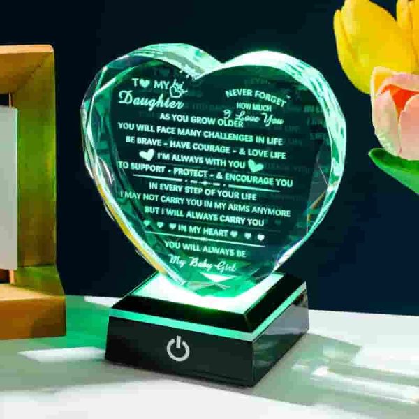 Best Daughter Gifts - Heart Crystal Keepsake With Light - Imagem 4