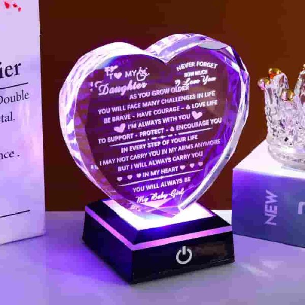 Best Daughter Gifts - Heart Crystal Keepsake With Light - Imagem 5