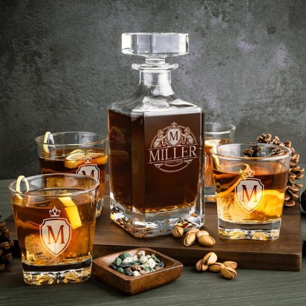 Best Personalized Whiskey Decanter Set - 750ml With Glasses - immagine 2