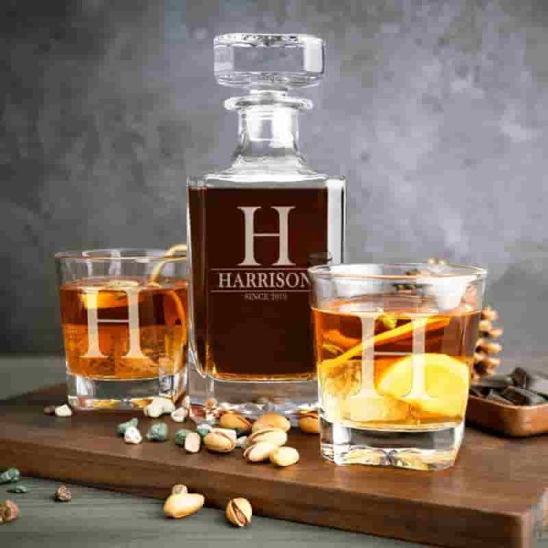 Best Personalized Whiskey Decanter Set - 750ml With Glasses - immagine 4