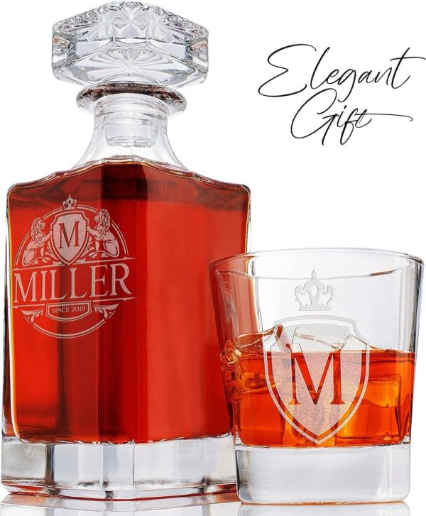 Best Personalized Whiskey Decanter Set - 750ml With Glasses - immagine 5