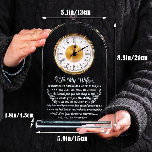 Unique Personalized Glass Clock Gift For Wife's Anniversary - immagine 2