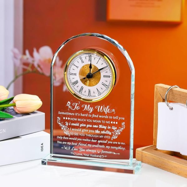 Unique Personalized Glass Clock Gift For Wife's Anniversary - immagine 4